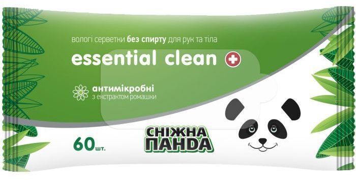 Вологі серветки Сніжна Панда Essential Clean Ромашка 60 шт (4820183970558) фото1