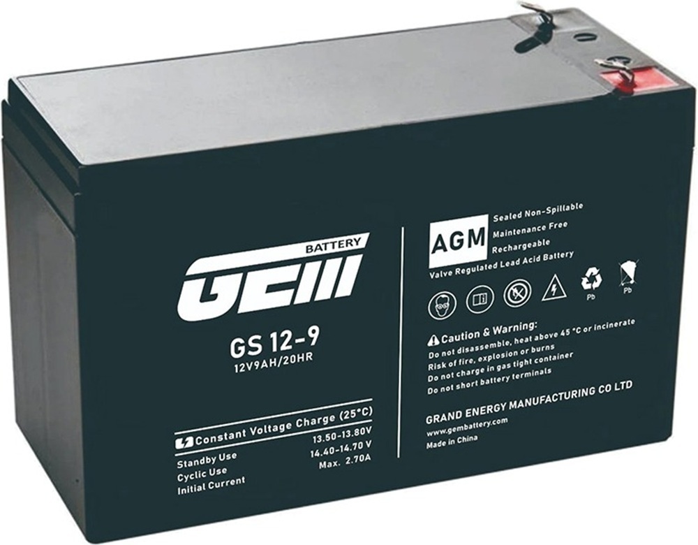 Аккумуляторная батарея GEM Battery 12V-9.0Ah, AGM, F1/F2 (GS 12-9)