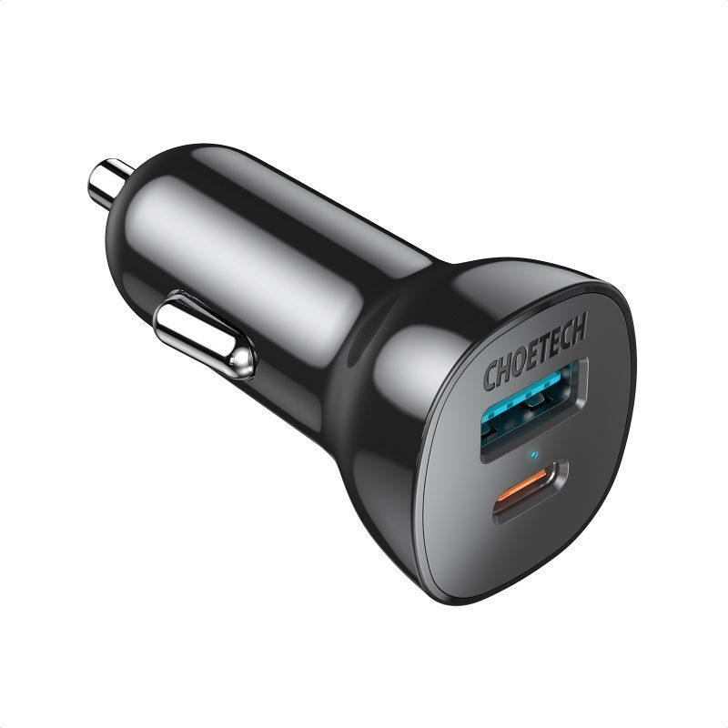 Автомобільний зарядний пристрій Choetech USB-A/USB-C (TC0005-BK) фото1