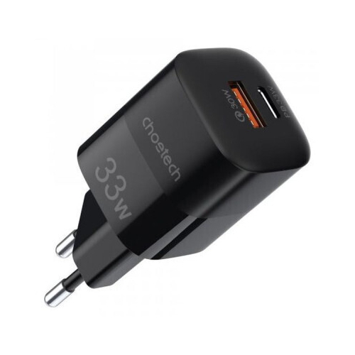 Сетевое зарядное устройство Choetech GaN USB-A/USB-C 33W QC3.0/PD/PPS (PD5006-EU-BK)