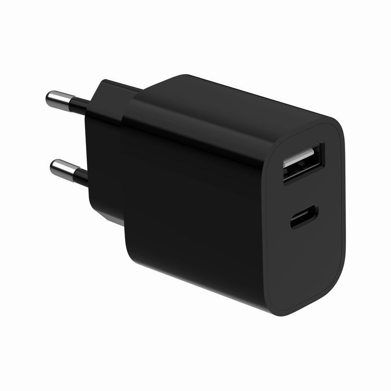Мережевий зарядний пристрій Gembird 1xUSB-A+1xUSB-C 5V/2.4A (TA-UC-2AC12-01-BK) фото1