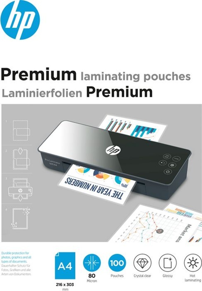 Пленка для ламинирования HP Premium Laminating Pouches, A4, 80 Mic, 216x303, 100л (9123_HP)
