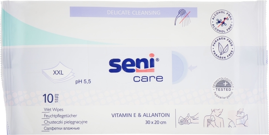 Серветки вологі Seni Care для догляду за шкірою, 10 шт фото1