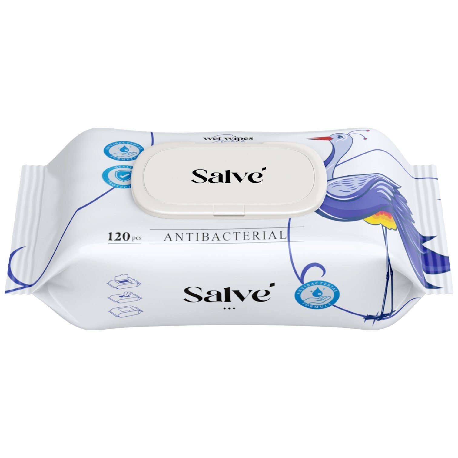 Серветки вологі Salve Antibacterial 120 шт. фото1