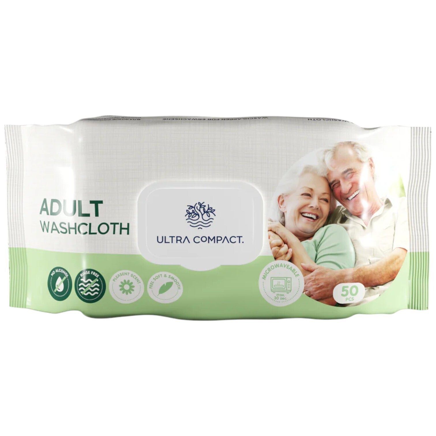 Салфетки влажные Ultra Compact Adult Washcloth полотенца для тела с клапаном 50 шт. фото1