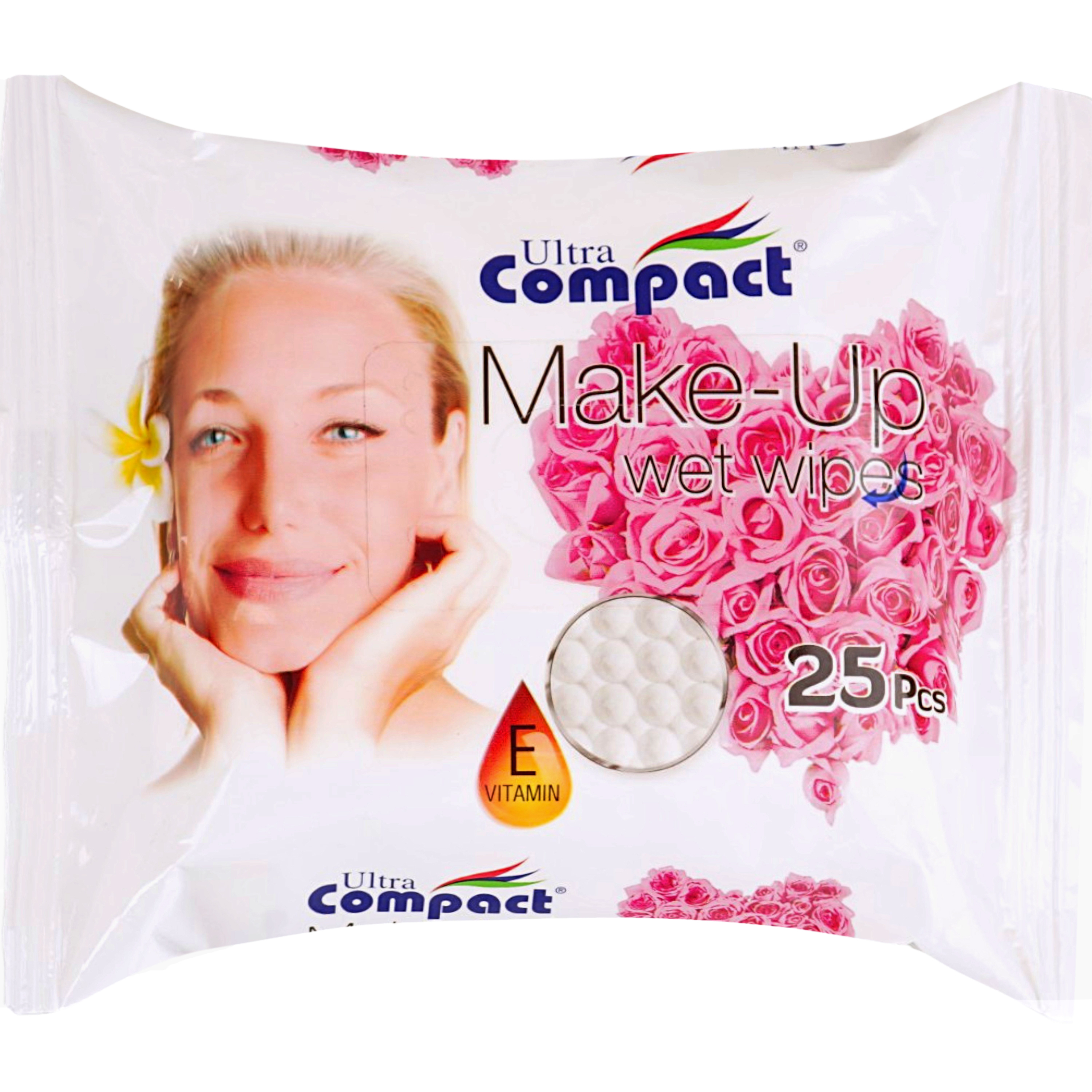 Салфетки влажные Ultra Compact для снятия макияжа роза 25 шт. фото1