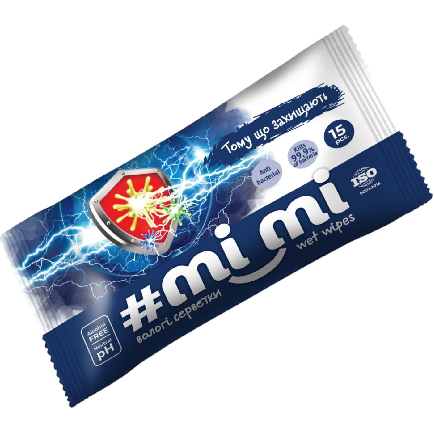 Серветки вологі mi_mi Антибактеріальні 15 шт. фото1