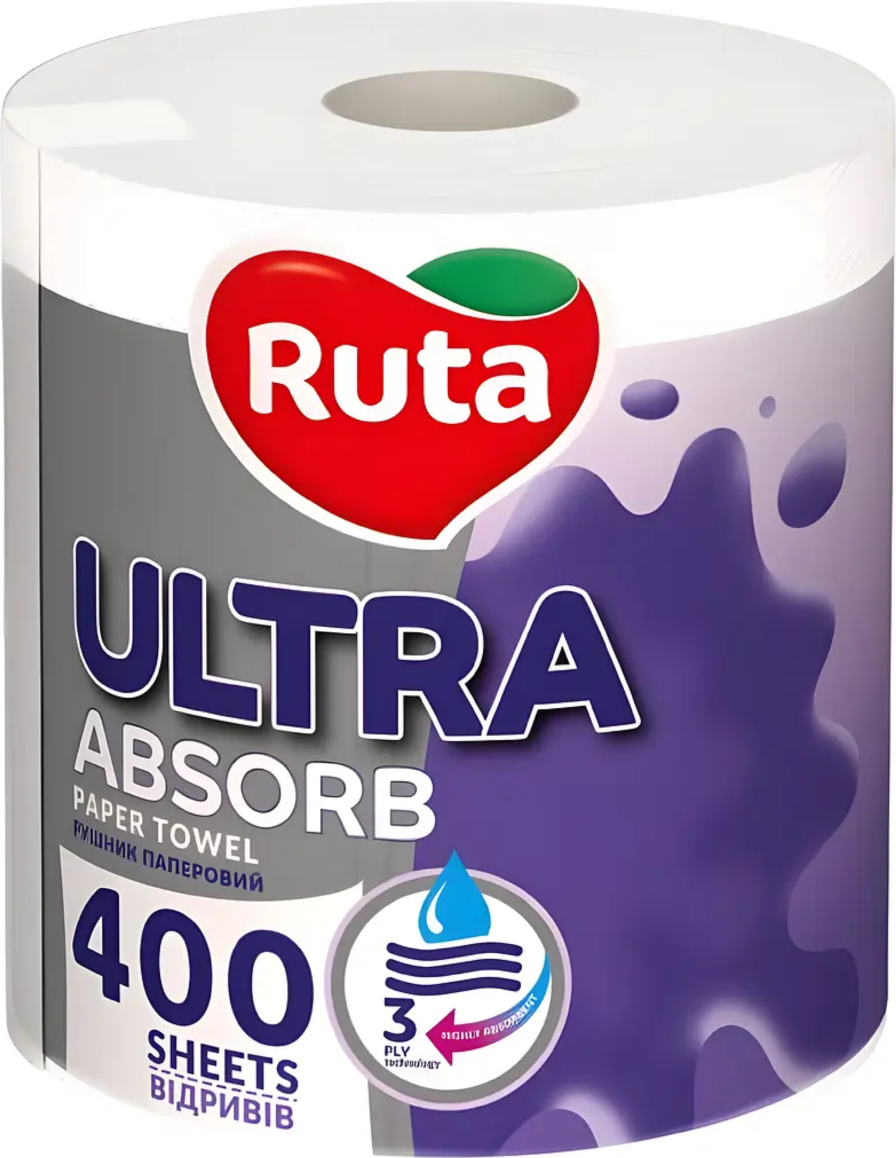 Полотенца бумажные Ruta Ultra 1 рул 3 ш белые фото1