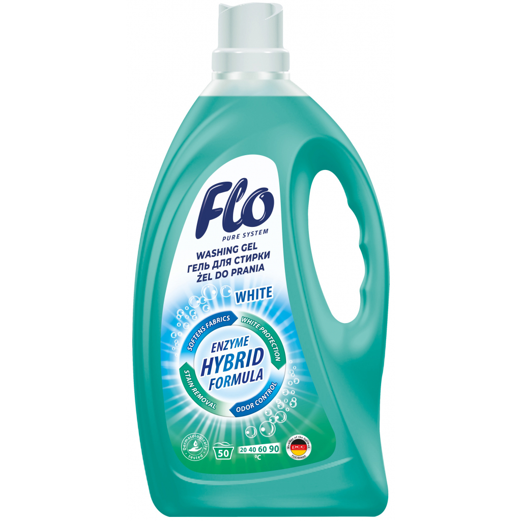 Гель для стирки белых вещей Flo 4 в 1 White, 2 л фото1