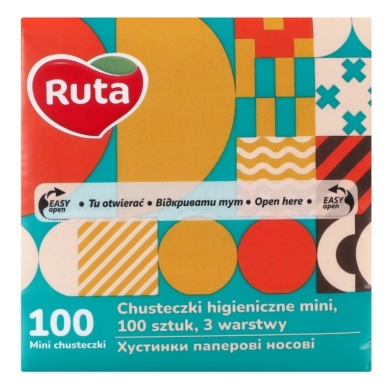 Платки носовые Ruta Mini Tissues 100 л 3 ш без аромата фото1