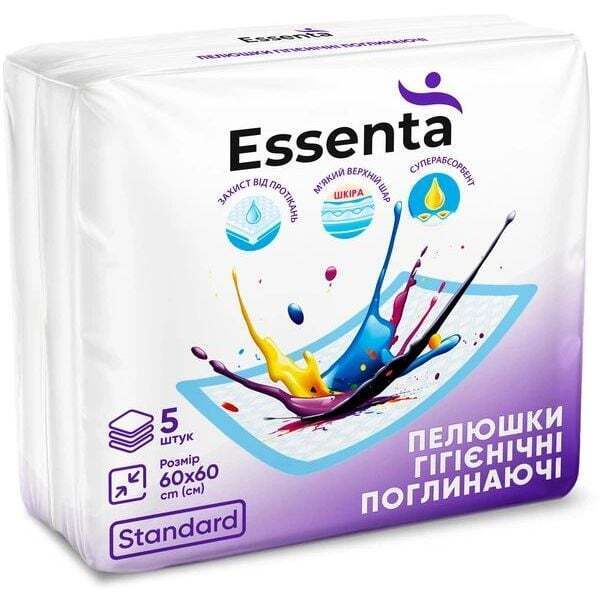 Пелюшки гігієнічні Essenta Standard 60 х 60 см 5 шт. фото1