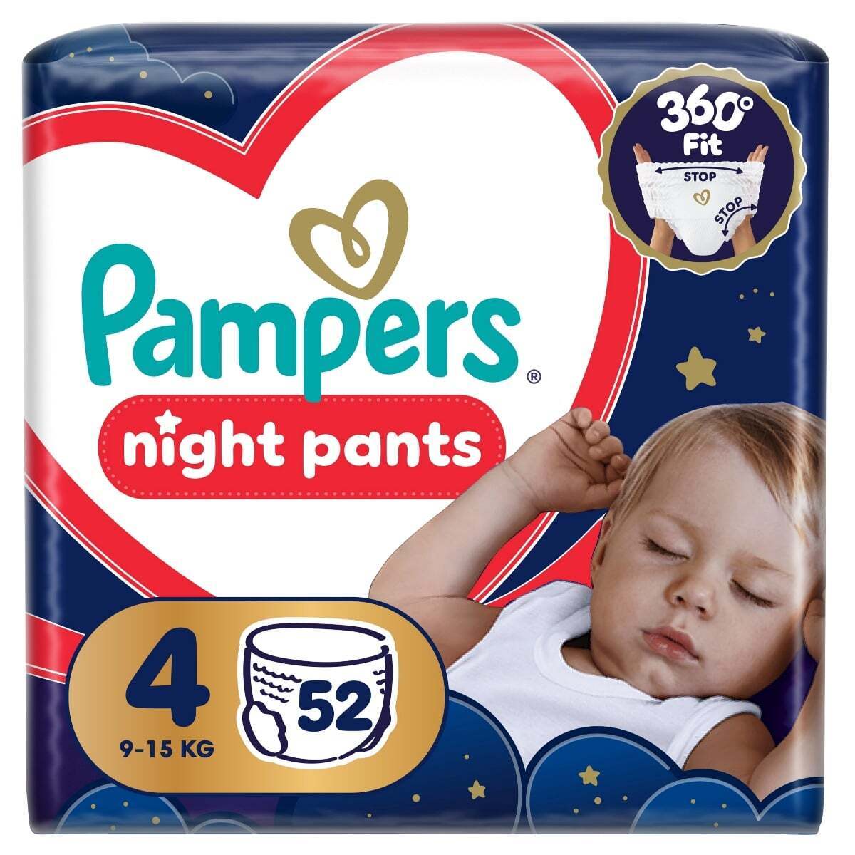 Підгузки-трусики нічні Pampers Night Pants Розмір 4 (9-15 кг) 52 шт. фото1