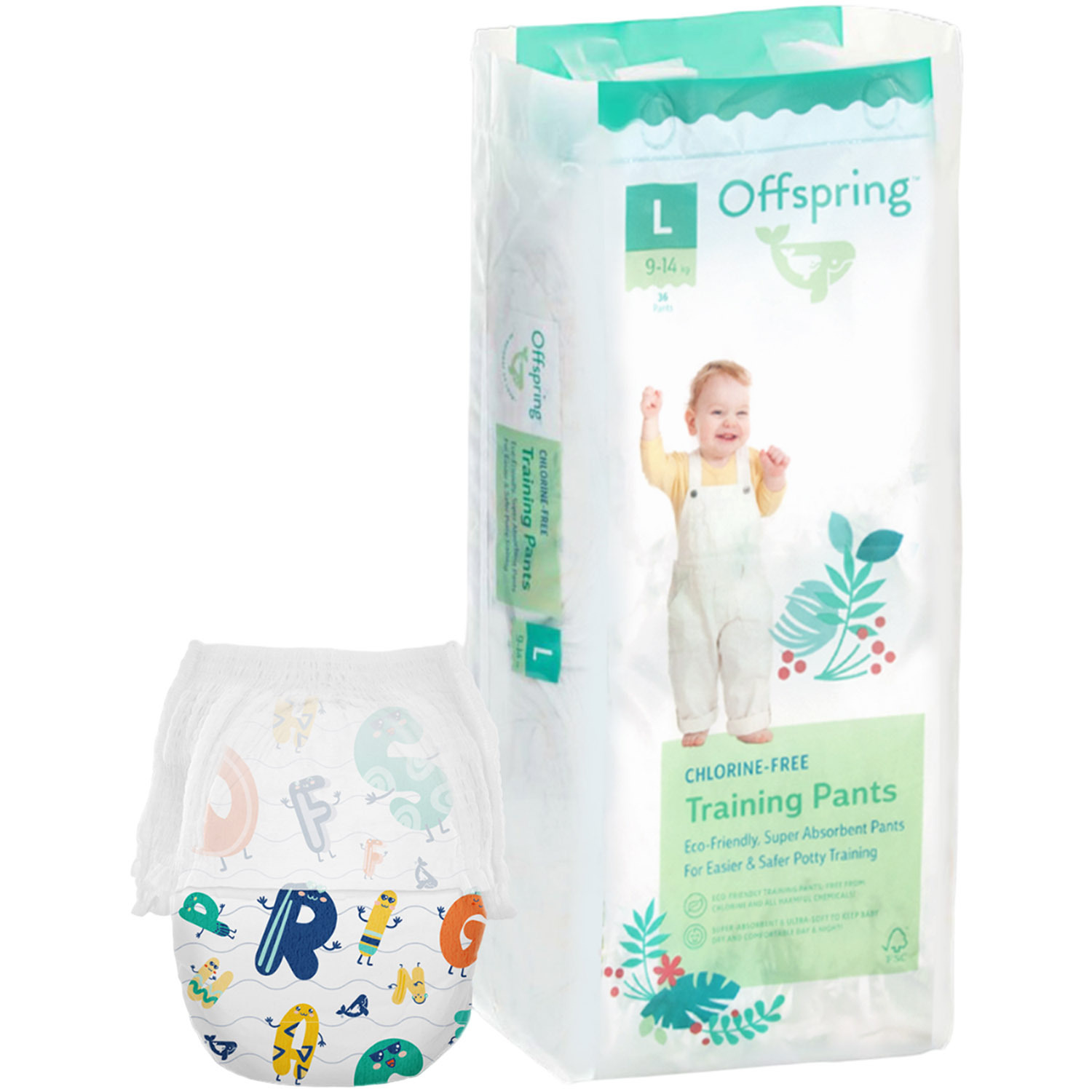 Підгузки-трусики Offspring ABC Dance розмір L (9-14 кг) 36 шт. (DP-OI-FAP-L36P-ABC) фото1
