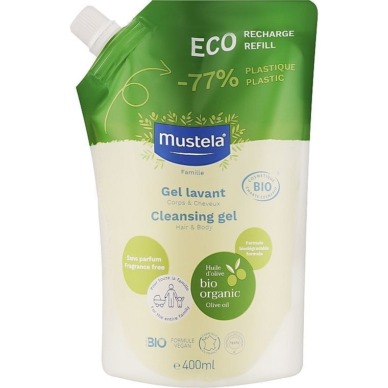 Гель для тела и волос Mustela Eco-Refill 400 мл фото1