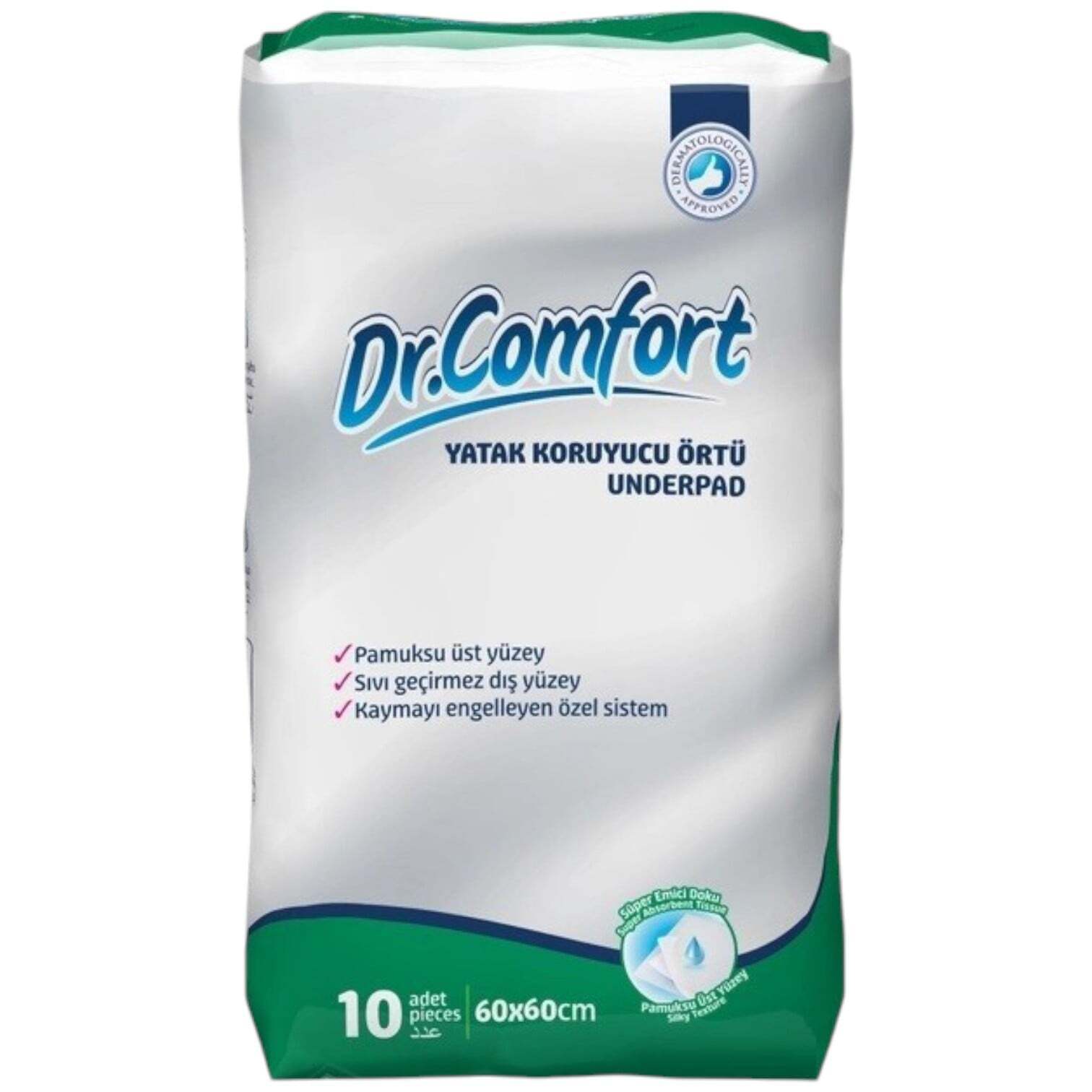 Пеленки поглотительные Dr. Comfort одноразовые 60 х 60 см 10 шт. фото1