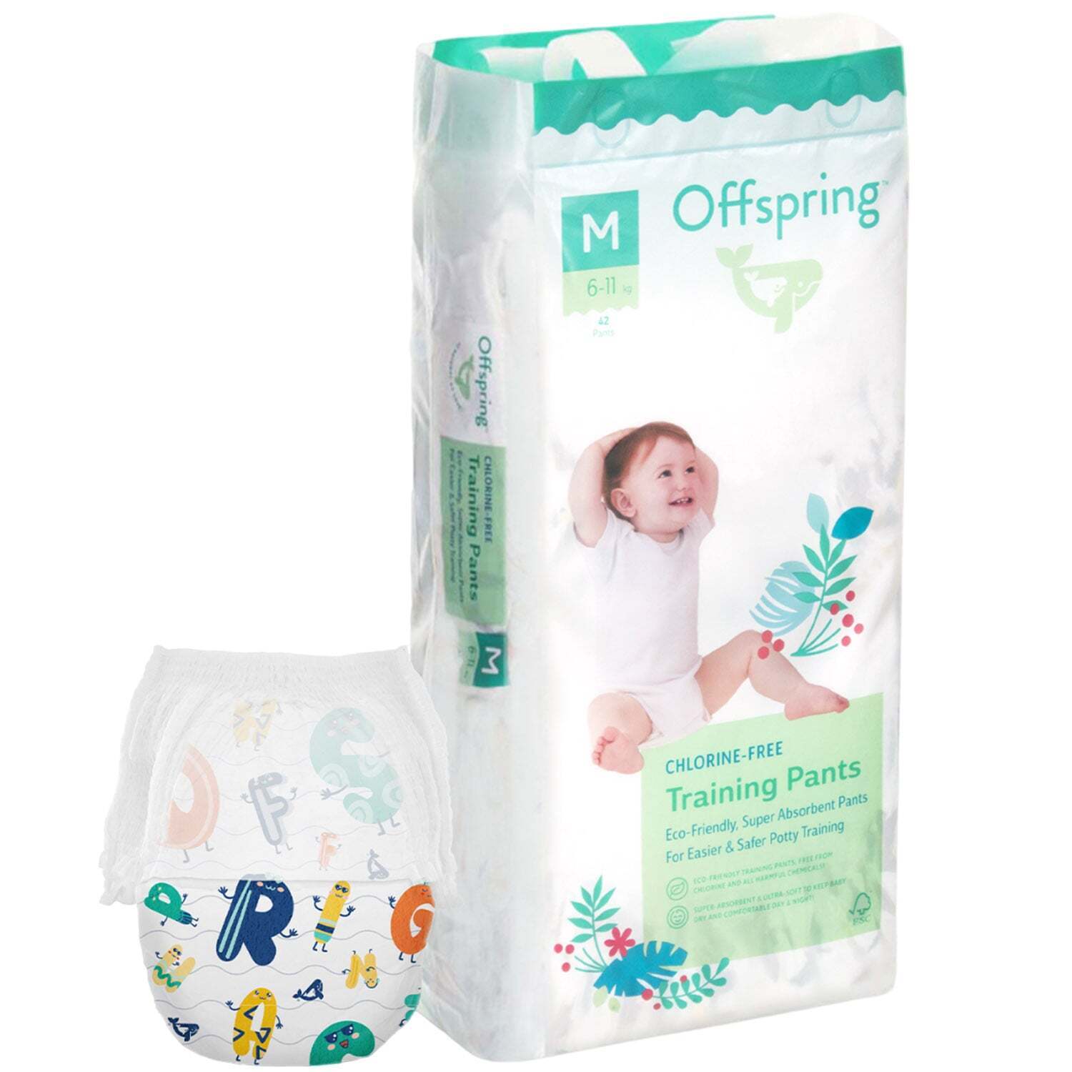 Підгузки-трусики Offspring ABC Dance розмір M (6-11 кг) 42 шт. (DP-OI-FAP-M42P-ABC) фото1