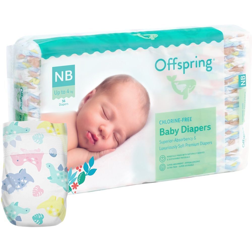 Підгузки Offspring Dinoland розмір NB до 4 кг 56 шт. (DP-OI-FAT-NB56P-DNL) фото1