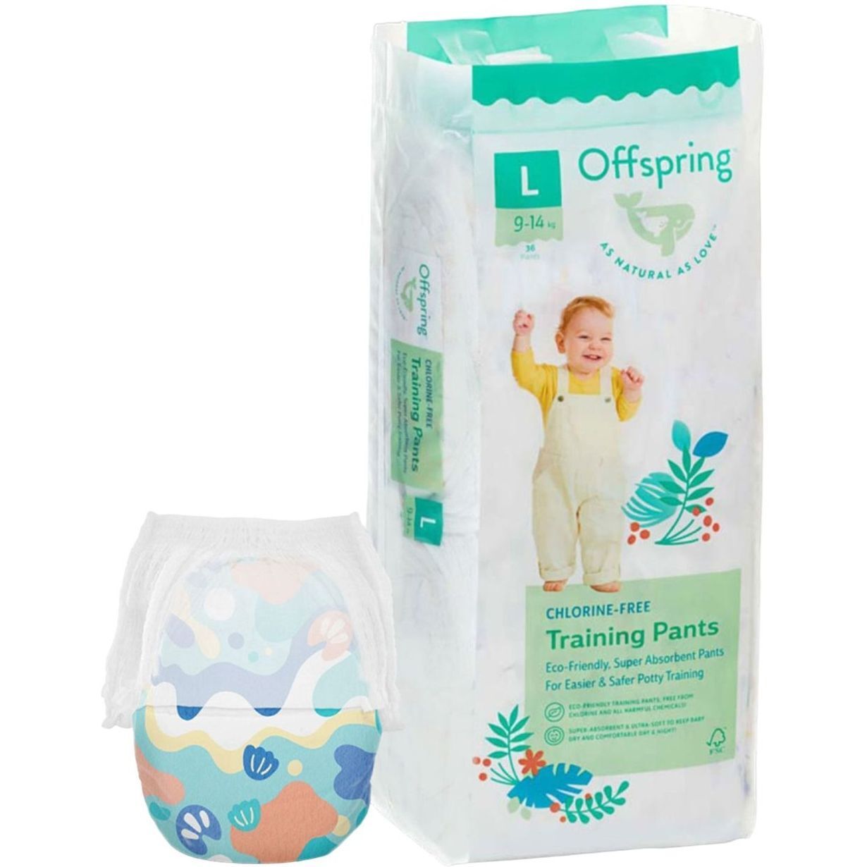Підгузки-трусики Offspring Aquatic L (9-14 кг) 36 шт. (DP-OI-FAP-L36P-AQT) фото1