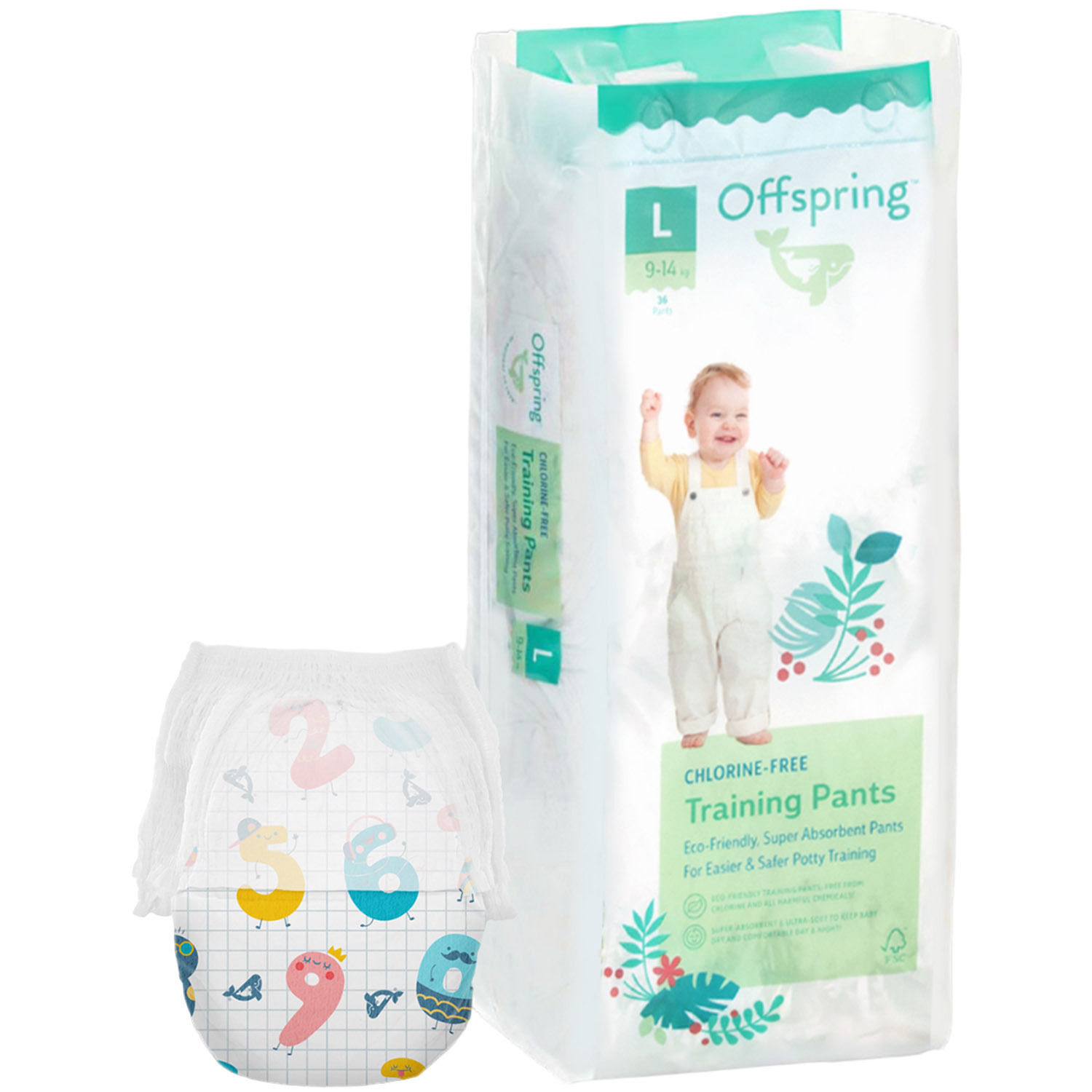 Підгузки-трусики Offspring Fun Figures, розмір L (9-14 кг) 36 шт. (DP-OI-FAP-L36P-FFG) фото1