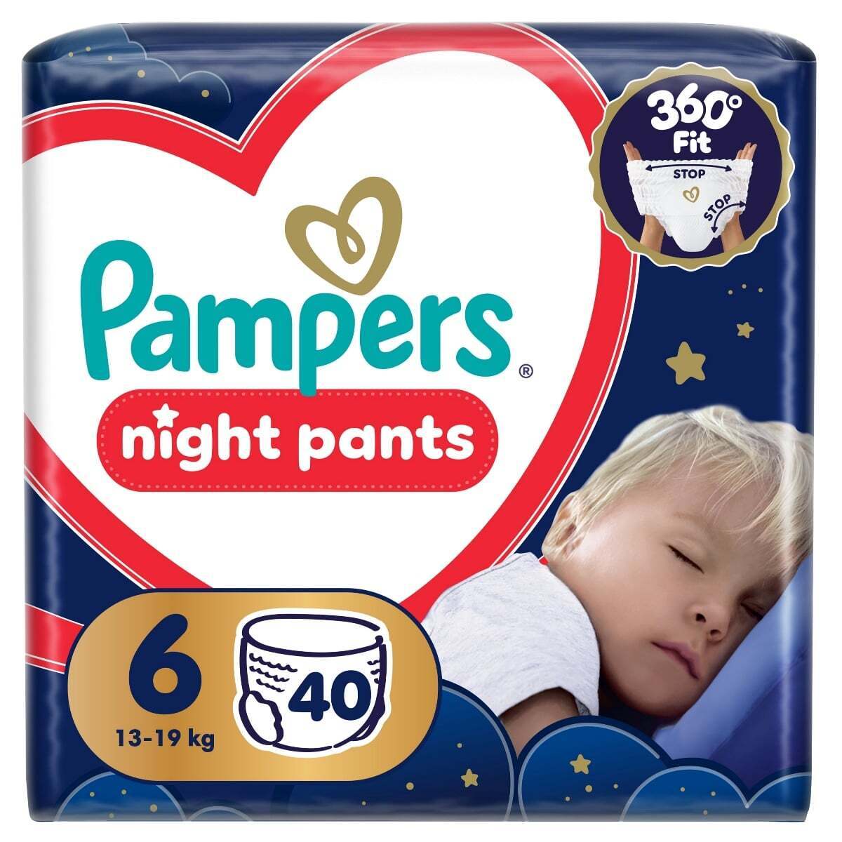 Підгузки-трусики нічні Pampers Night Pants Розмір 6 (13-19 кг) 40 шт. фото1