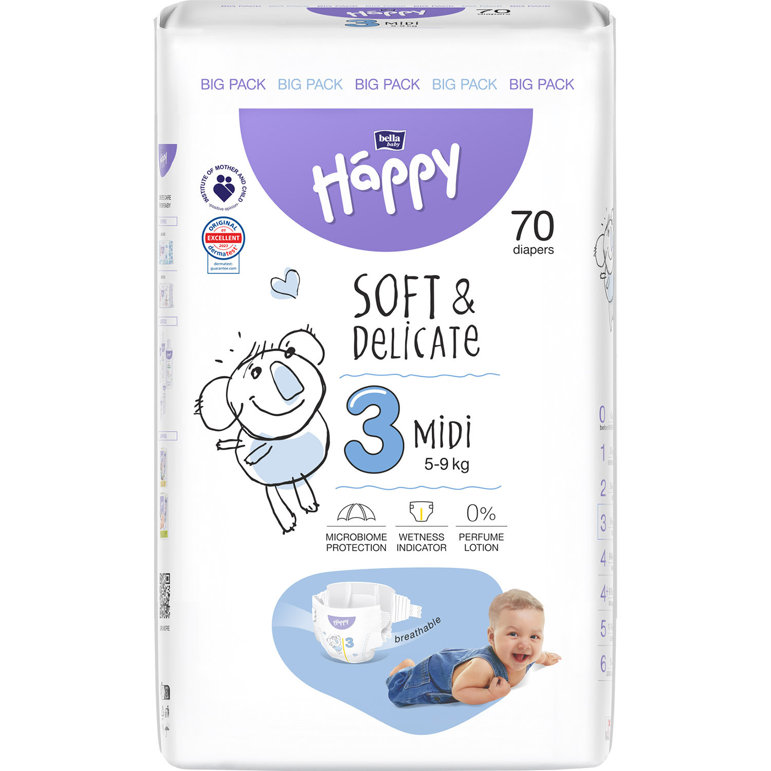 Подгузники детские одноразовые Bella Baby Happy Midi 3 (5-9 кг) 70 шт. фото1