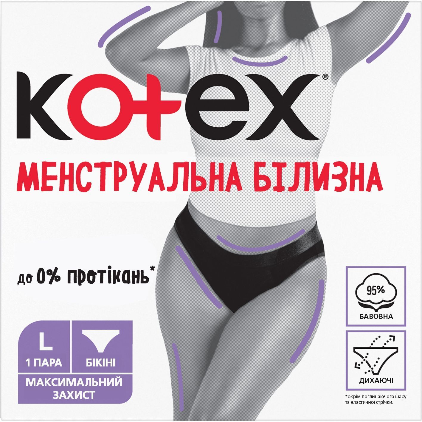 Менструальна білизна Kotex розмір L, 1 шт. фото1