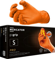 Рукавички нітрилові оглядові неприпудрені нестерильні Mercator gogrip S orange 50 шт / уп