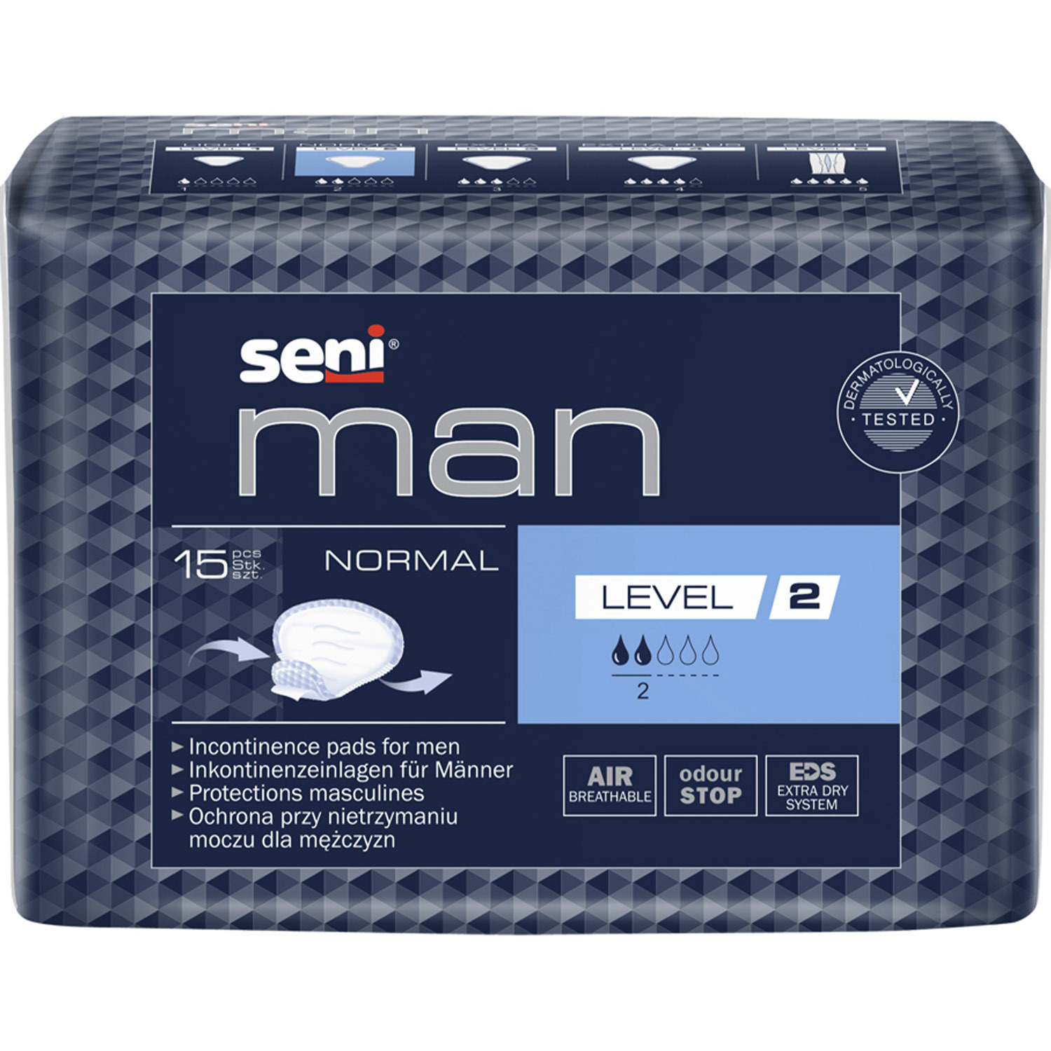 Прокладки урологічні Seni Man Normal Level 2 для чоловіків 15 шт. фото1