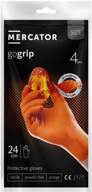 Рукавички нітрилові універсальні Mercator gogrip XL orange A4 фото1
