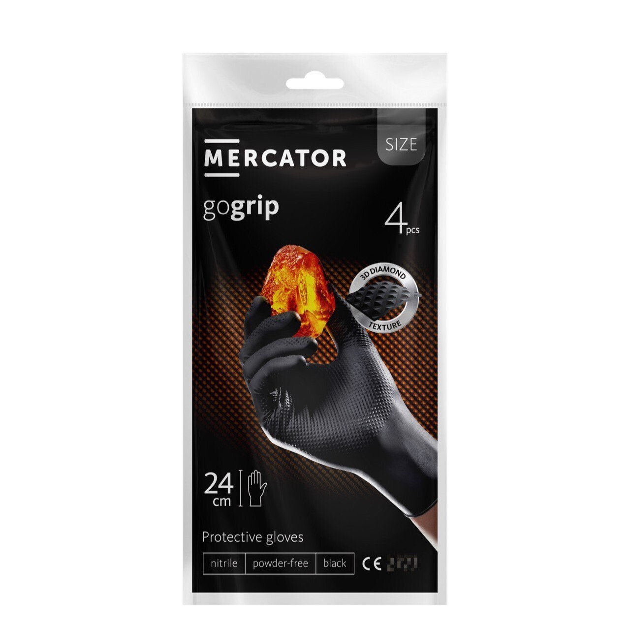 Перчатки нитриловые универсальные Mercator gogrip M black A4 фото1