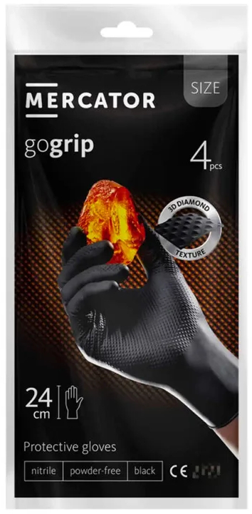 Рукавички нітрилові універсальні Mercator gogrip XL black A4 фото1