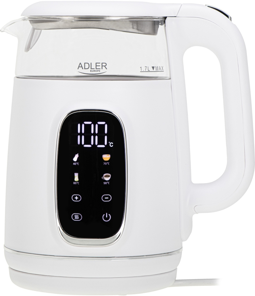 Електрочайник Adler AD 1305 white silver фото1