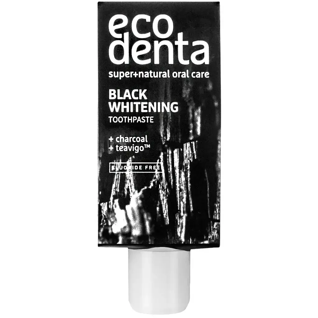 Зубная паста Ecodenta Black Whitening Mini отбеливающая с черным углем 10 мл фото1