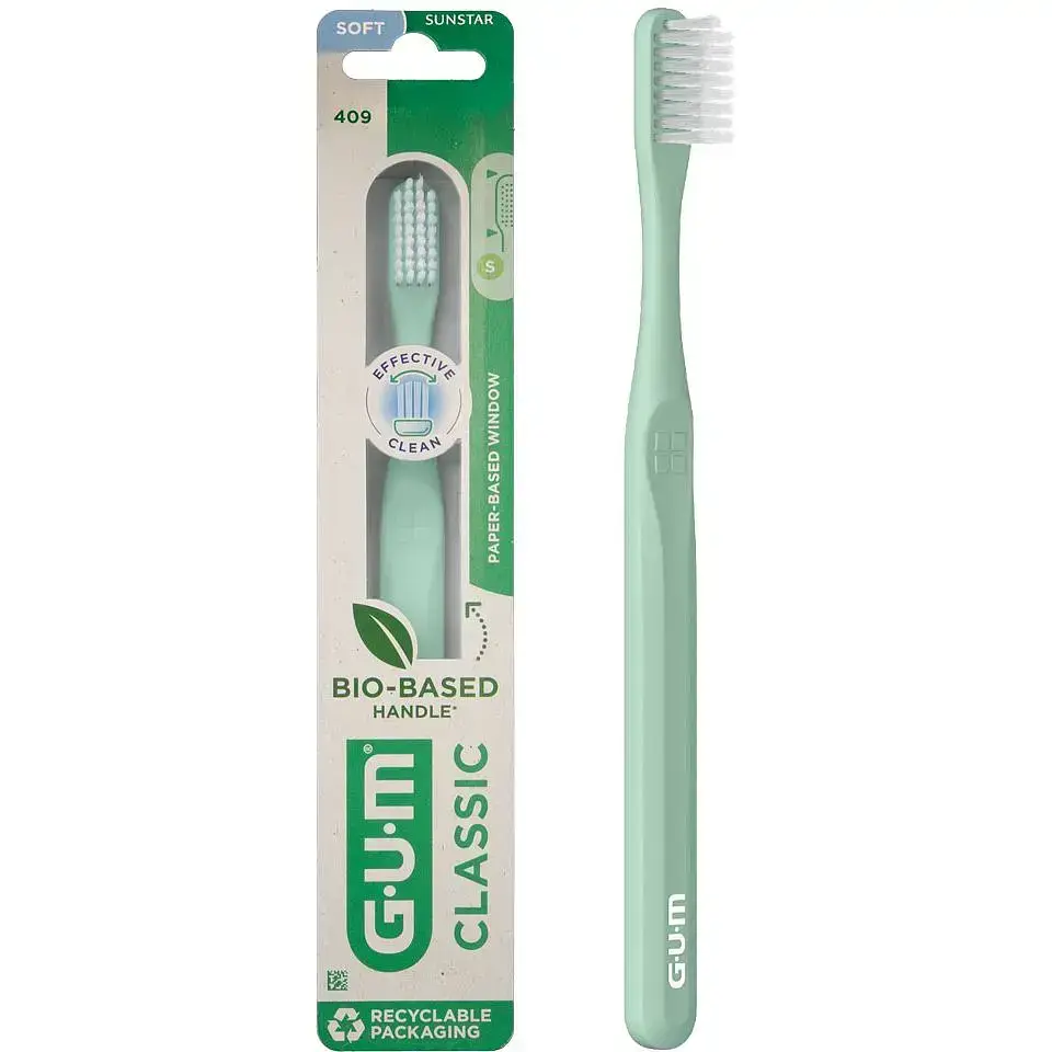 Зубная щетка GUM Classic Bio-Based Handle мягкая бирюзовая фото1
