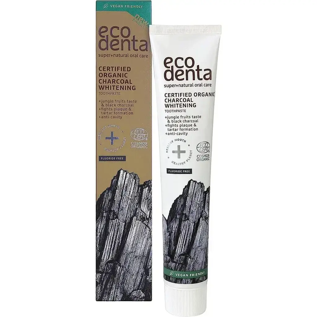 Зубна паста Ecodent Organic, що відбілює з деревним вугіллям, 75 мл. фото1