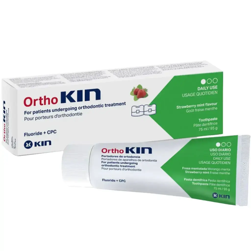 Зубна паста ортодонтична KIN Ortho Полуниця та м'ята 75 мл фото1