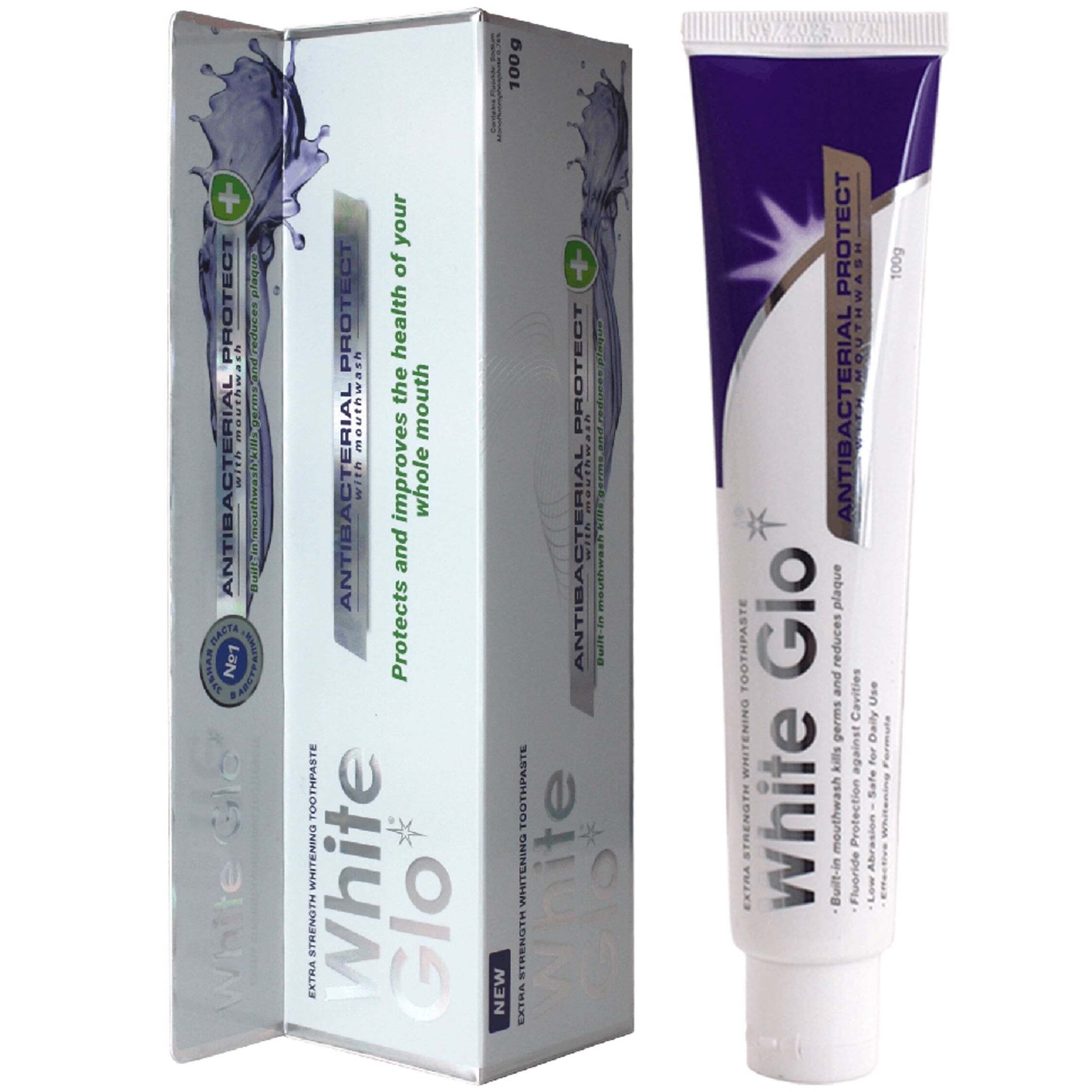 Зубная паста с ополаскивателем White Glo 2 в 1 отбеливающая 100 г фото1