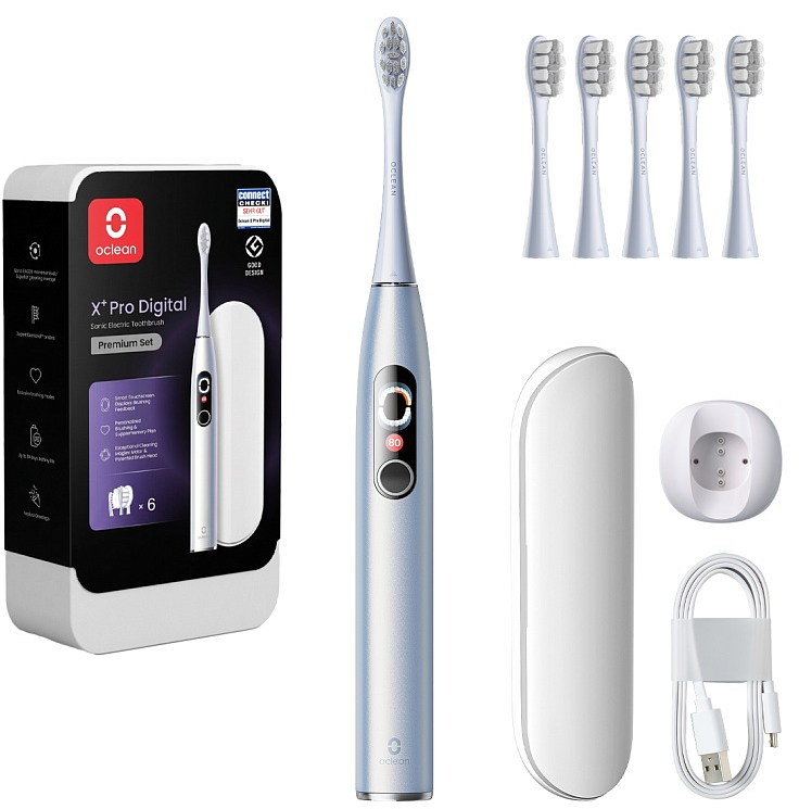 Розумна зубна електрощітка Oclean X Plus Pro Digital Silver (6970810556179) фото1