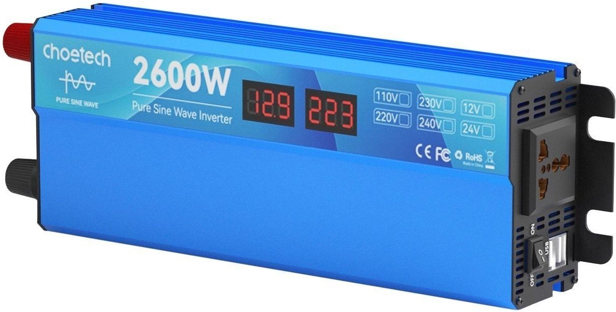 Інвертор автомобільний Choetech 12\220V 2600W (1300Вт), чиста синусоїда фото1
