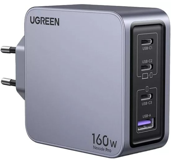 Зарядний пристрій 4xUSB 160W GaN (3xType-C+USB-A) Nexode Pro сірий X763 Ugreen