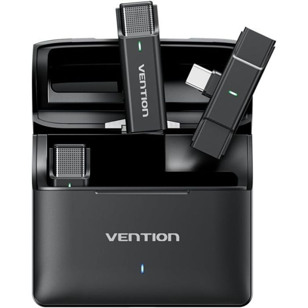 Бездротовий подвійний петличний мікрофон Vention USB-C 2-Pack Wireless Lavalier with Charging Case фото1