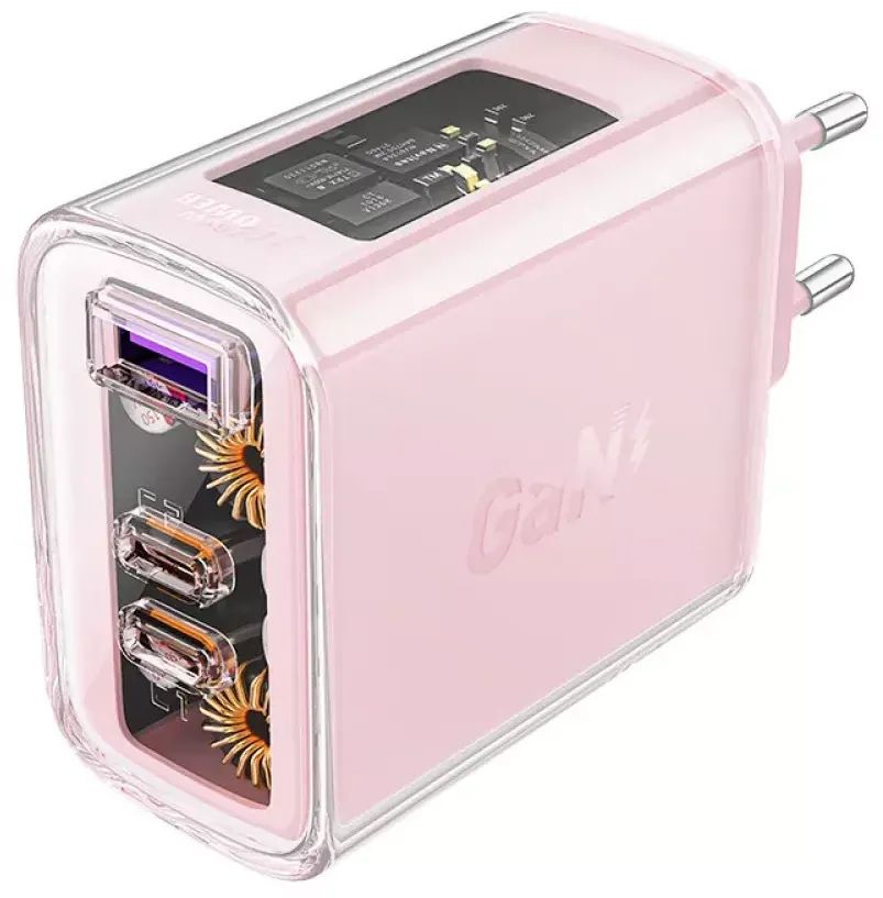Зарядний пристрій 3xUSB 65W (2xUSB-C+USB-A) Gan A45 Fast Charger Cherry blossom Acefast фото1