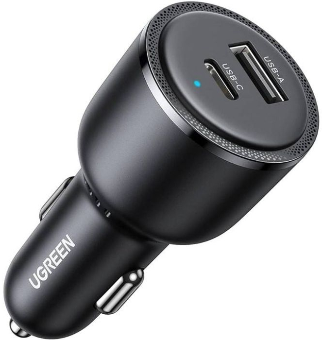 Автозарядка Ugreen 2xUSB 63W (USB-C+USB-A) QC 3.0 Чорна (EC701) (35023_Ugreen) фото1
