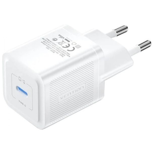 Зарядний пристрій 1xUSB-C 20W GaN + USB-C cable М-М White Vention