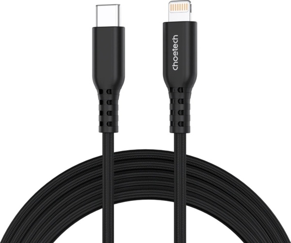 Кабель USB3.1 Type-C M-Lightning M, 1.8 м, MFi PD 20W, обплетення, чорний Choetech