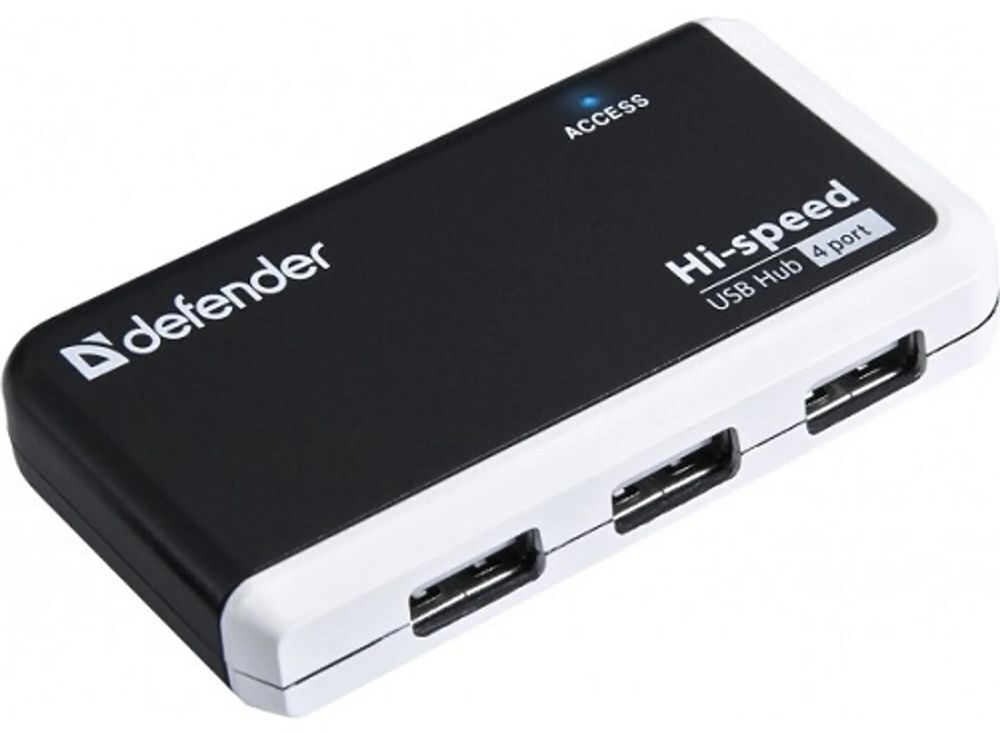 Хаб Defender Quadro Infix 4-port USB2.0 пасивний, чорно-білий фото1
