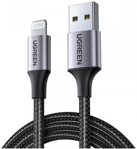Кабель USB AM-Lightning M, 1 м, 2.4A, Черный, US199 UGREEN фото1