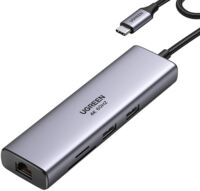 Док-станция USB3.1 Type-C --> HDMI 4K60Hz/USB 3.0x2/RJ45/SD/TF/PD 100W Ugreen CM512 серая