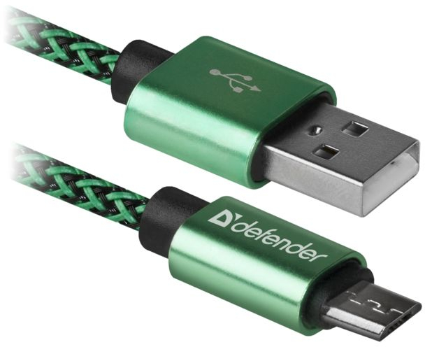 Дата кабель Defender USB 2.0 AM to Micro 5P 1.0m USB08-03T green (87804) фото1