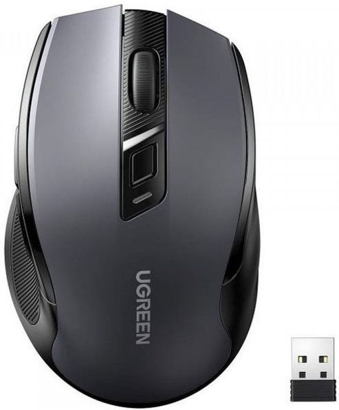 Мишка UGREEN 2.4GHz MU006 Ergonomic 4000dpi., 4кн.,Silence Design, черная фото1